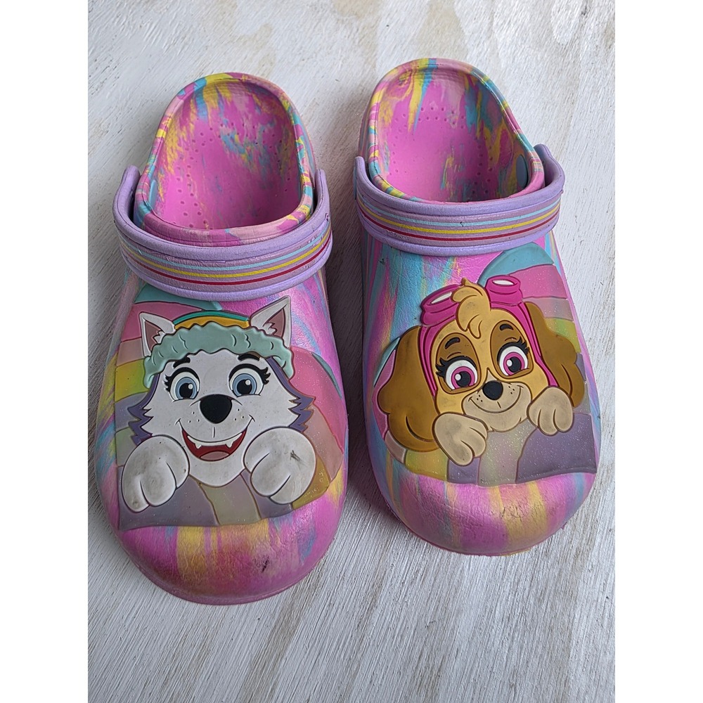 Paw Patrol Kids Pink Marble Clogs Skye Everest Slip On Shoes Size 11-12